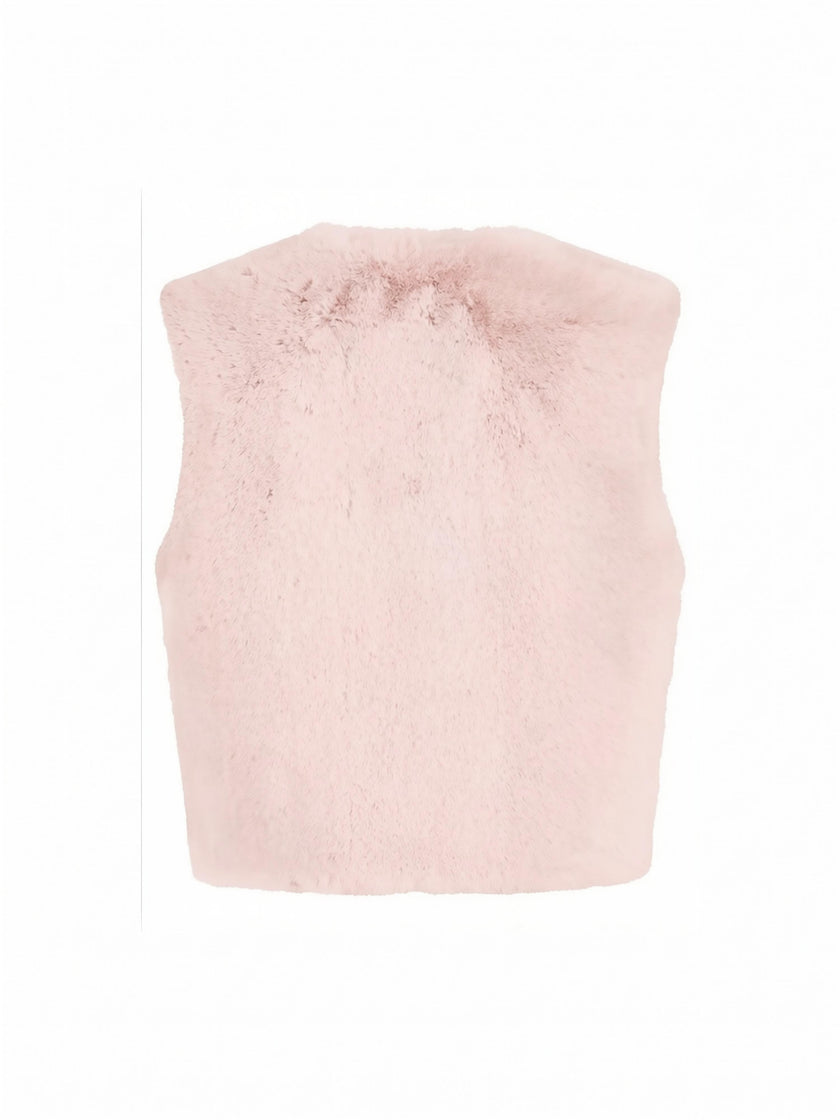 Edelweiss Faux Fur Gilet - Nude