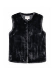 Eden Long Faux Fur Gilet-Black