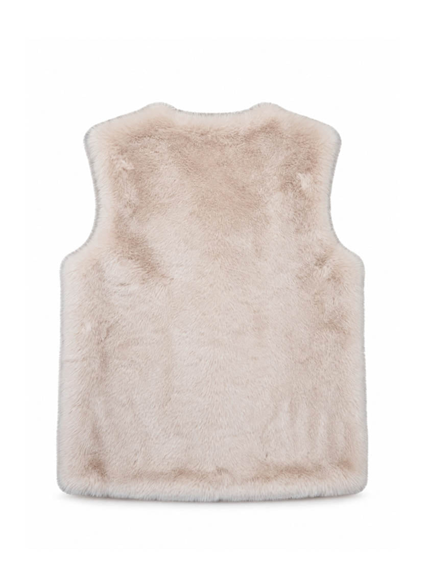 Eden Long Faux Fur Gilet-Mink