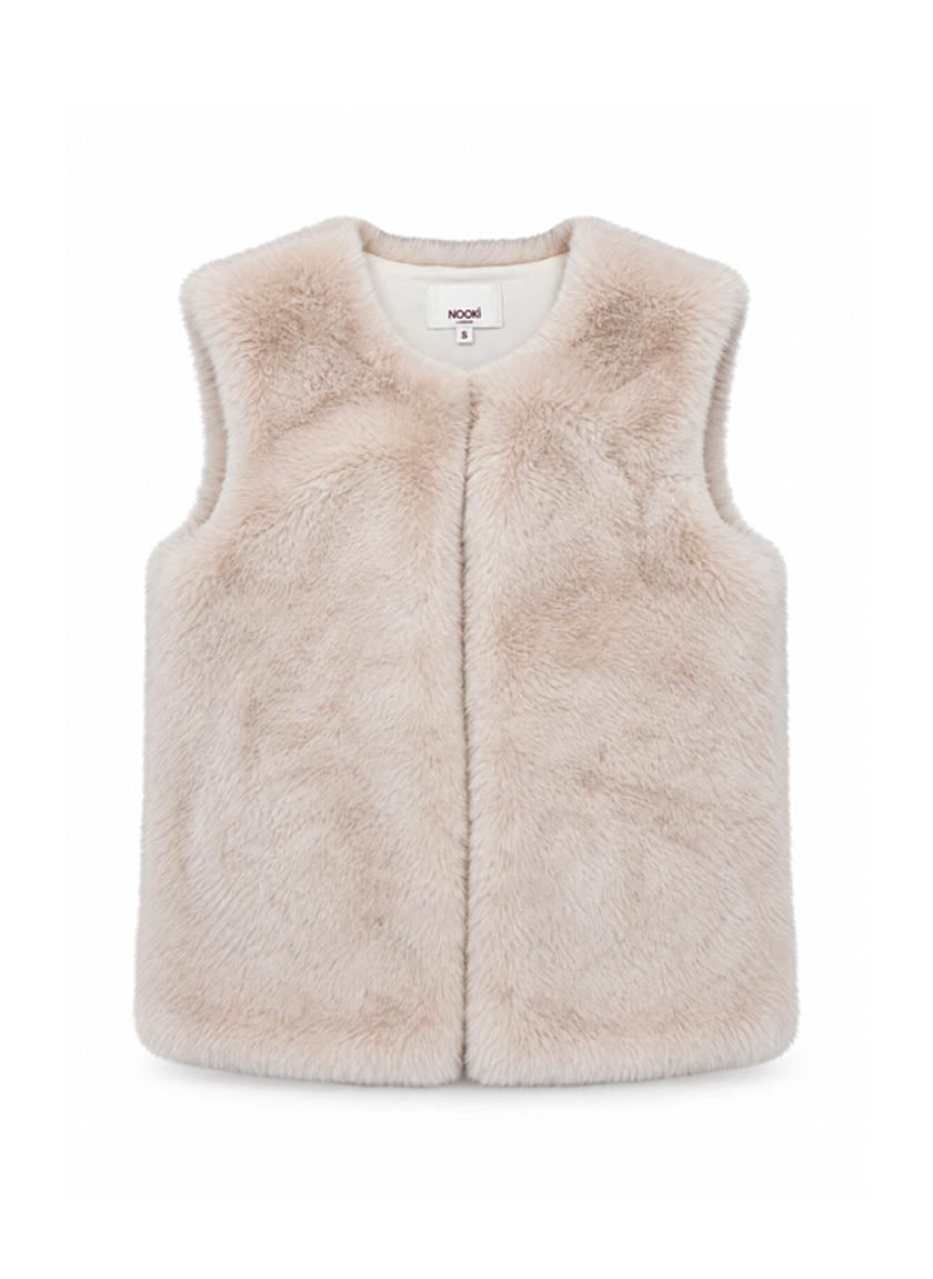 Eden Long Faux Fur Gilet-Mink