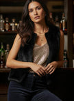 Eden Long Faux Fur Gilet-Black