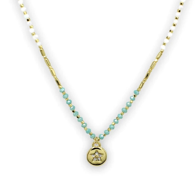 Eudora Gold & Mint Beaded Necklace