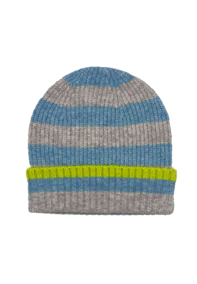 FARAH KNITTED STRIPE BEANIE-DUCK EGG