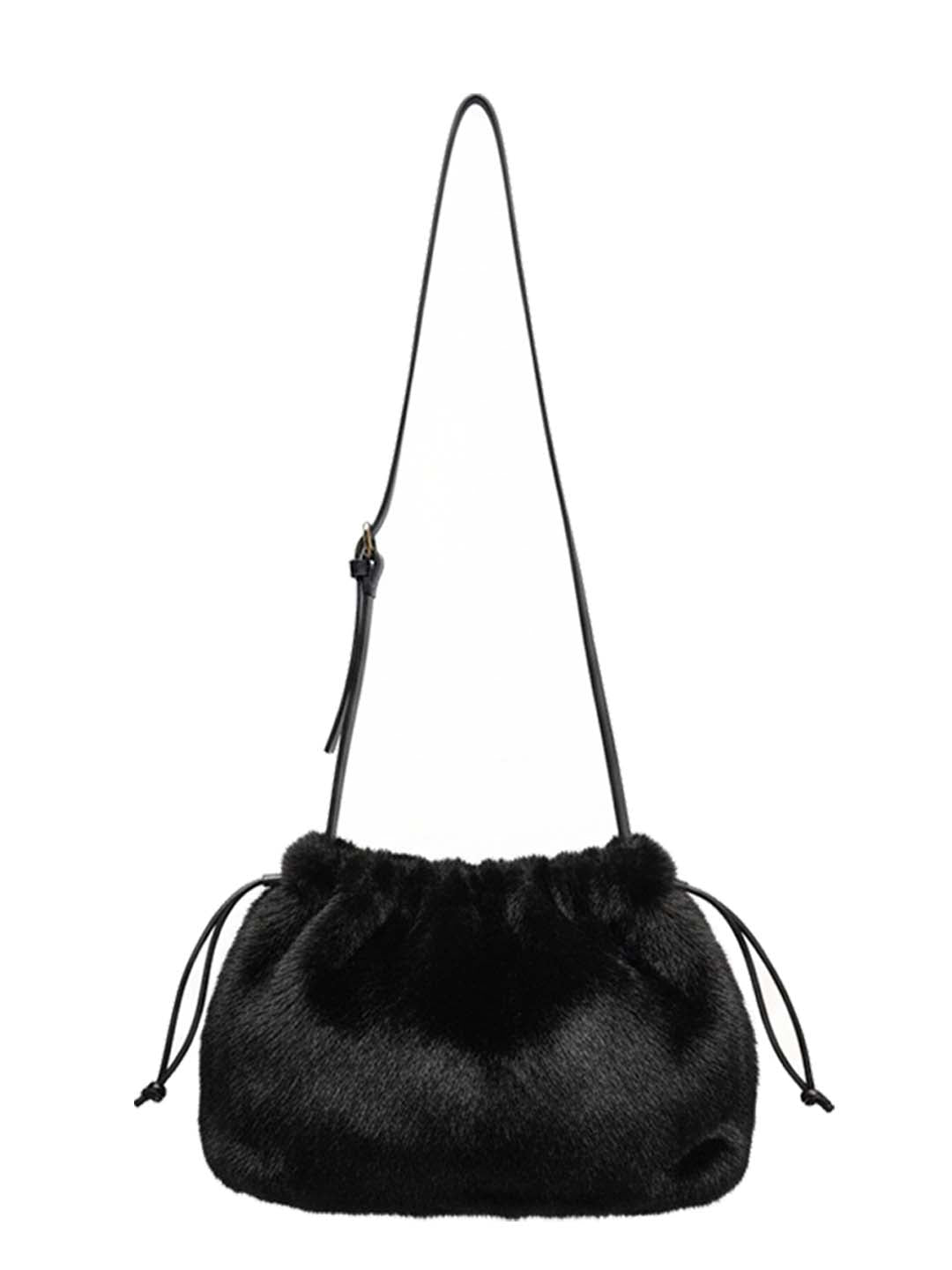 Women's black faux fur bag for stylish winter accessories