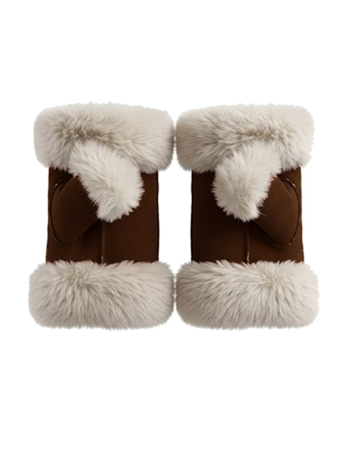 Freya Faux Fur Fingerless Gloves - Chocolate