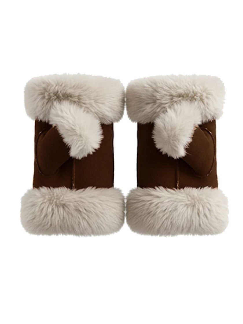 Freya Faux Fur Fingerless Gloves - Chocolate