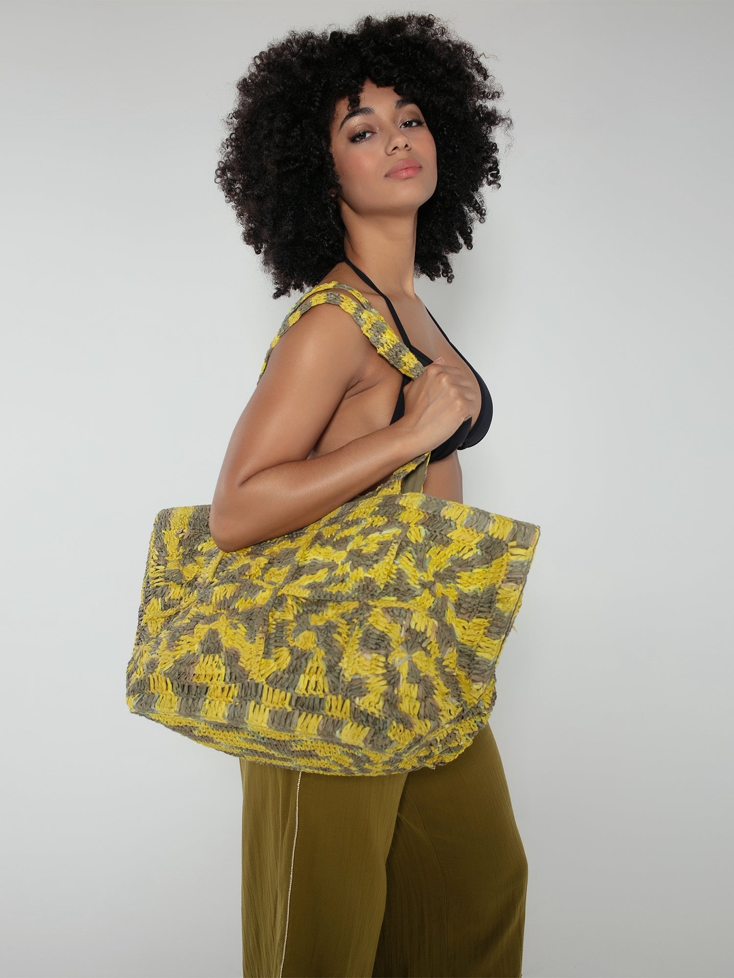 Glasto Crochet Tote in Khaki