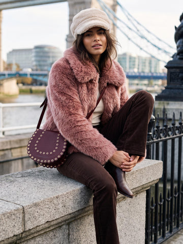 Galaxy Faux Fur Jacket - Rose