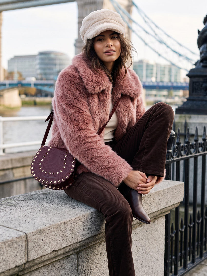 Galaxy Faux Fur Jacket - Rose