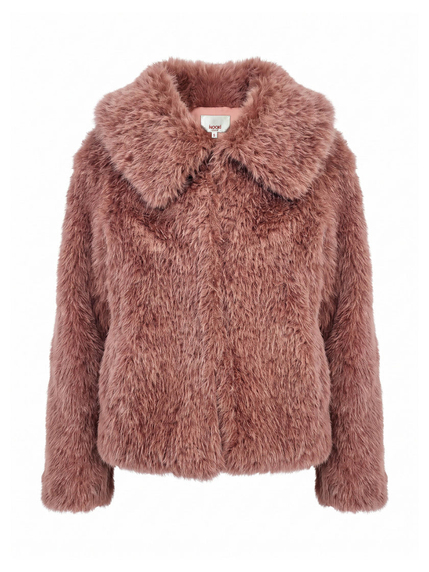 Galaxy Faux Fur Jacket - Rose