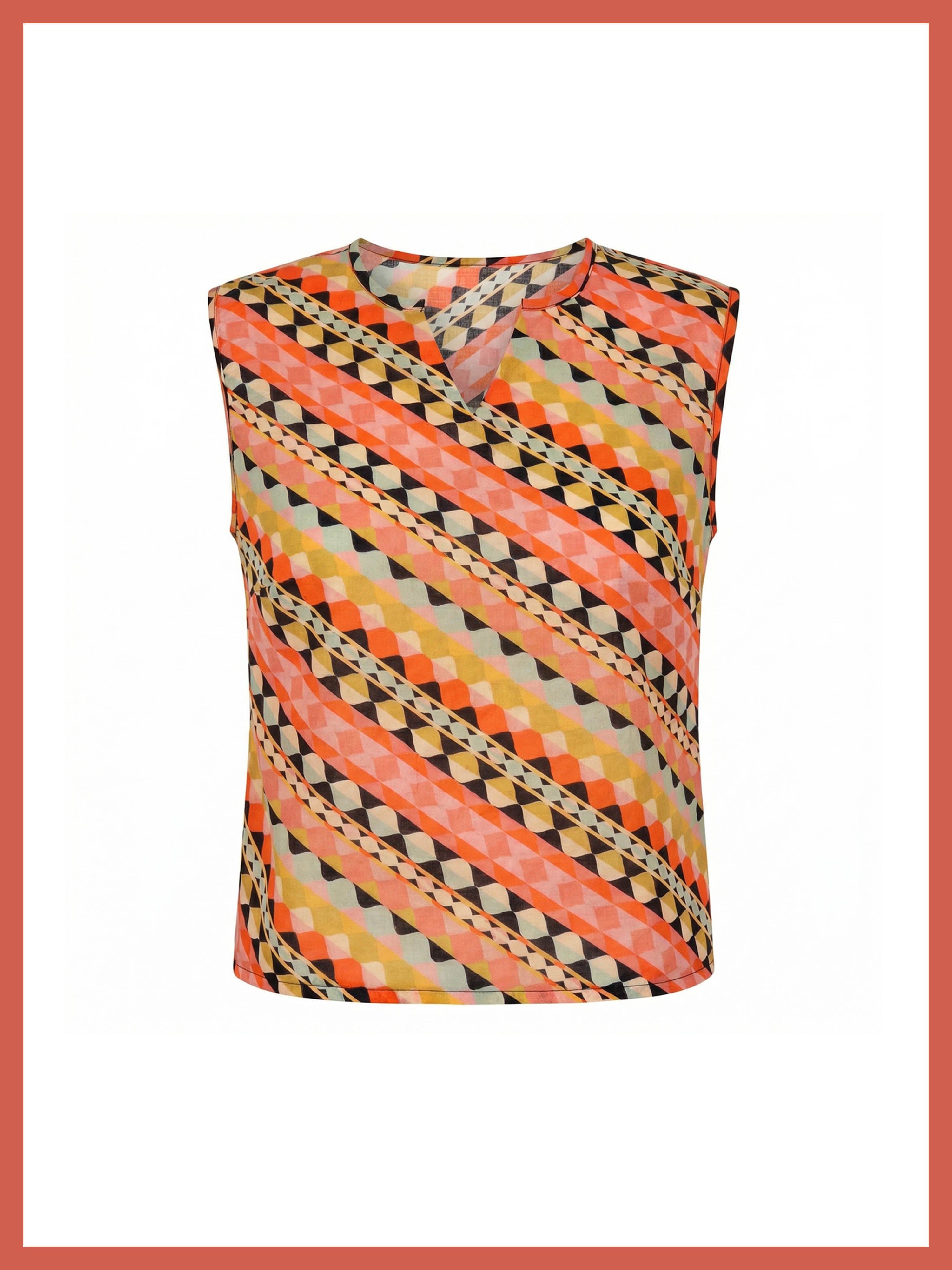 Georgia Cotton Knot Top in Geometric Print