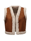 Women's tan faux fur gilet for cosy autumn and winter outfits
