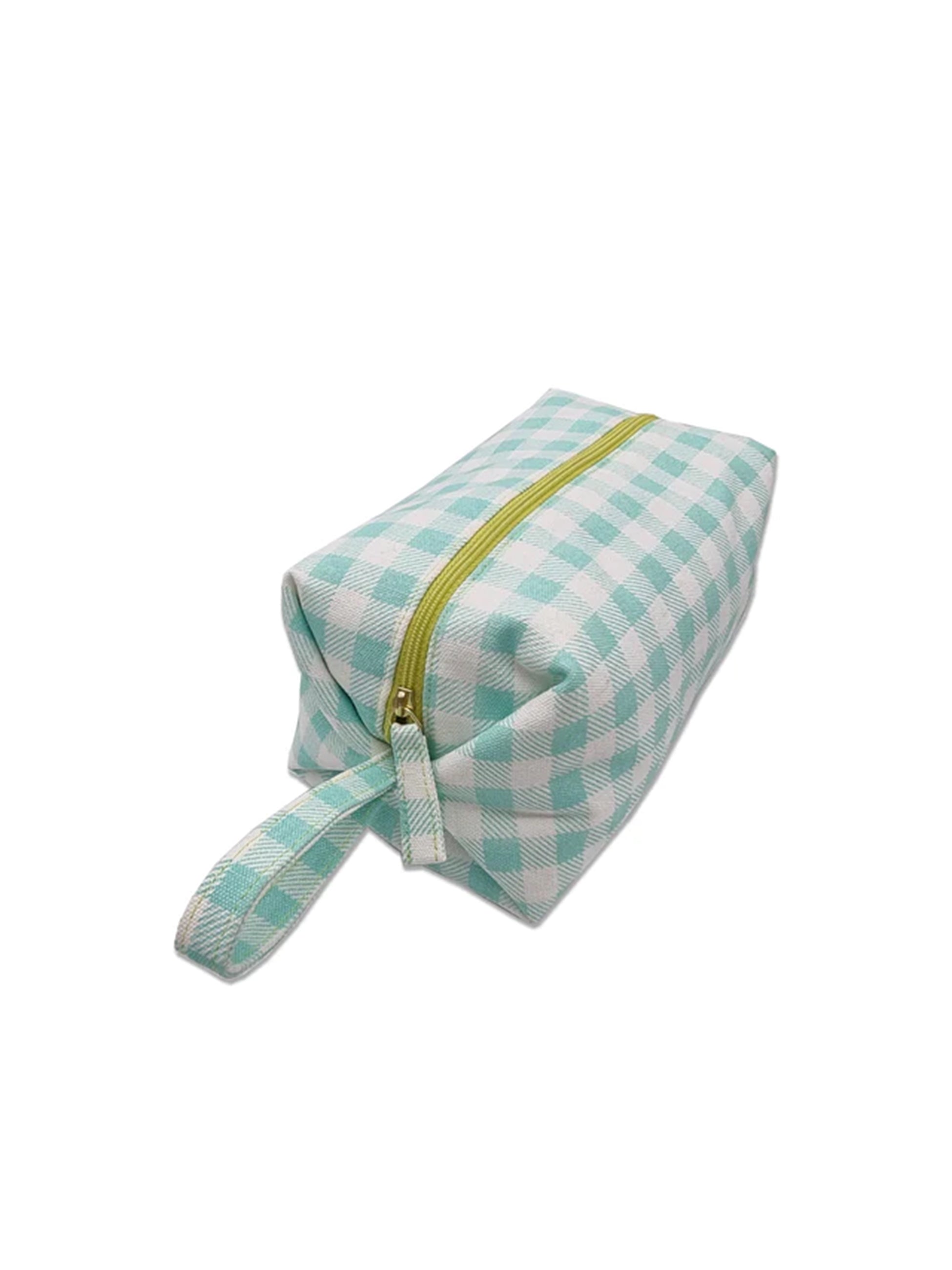 GINGHAM WASHBAG - AQUA