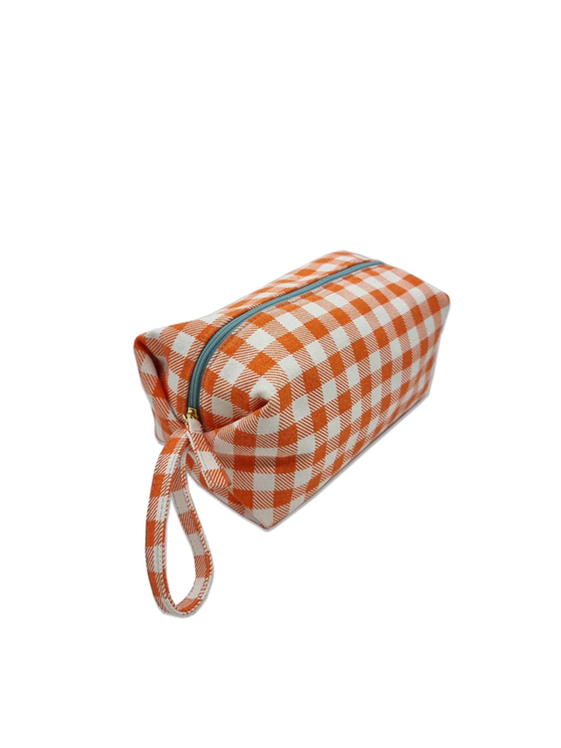 GINGHAM WASHBAG - ORANGE
