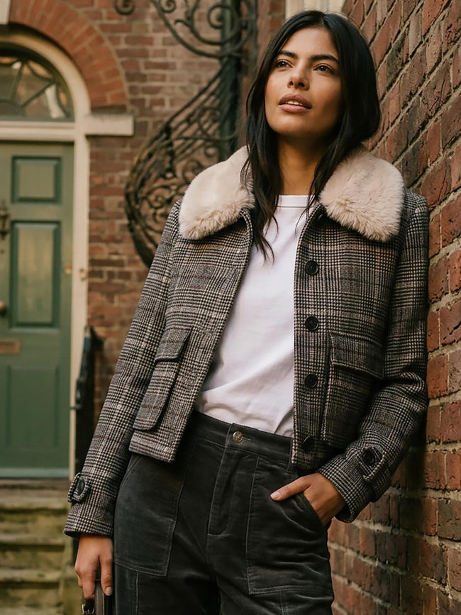 Gisele Wool Check Coat - Multi