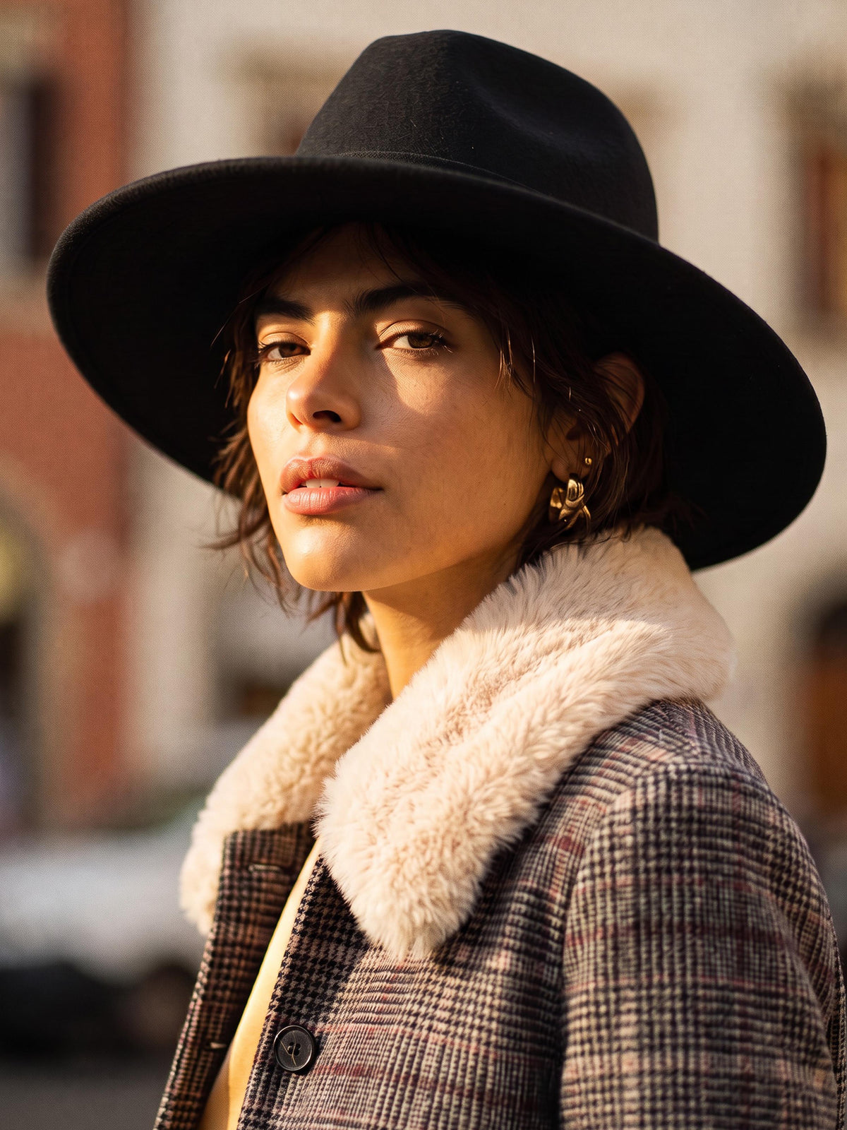 Gisele Wool Check Coat - Multi