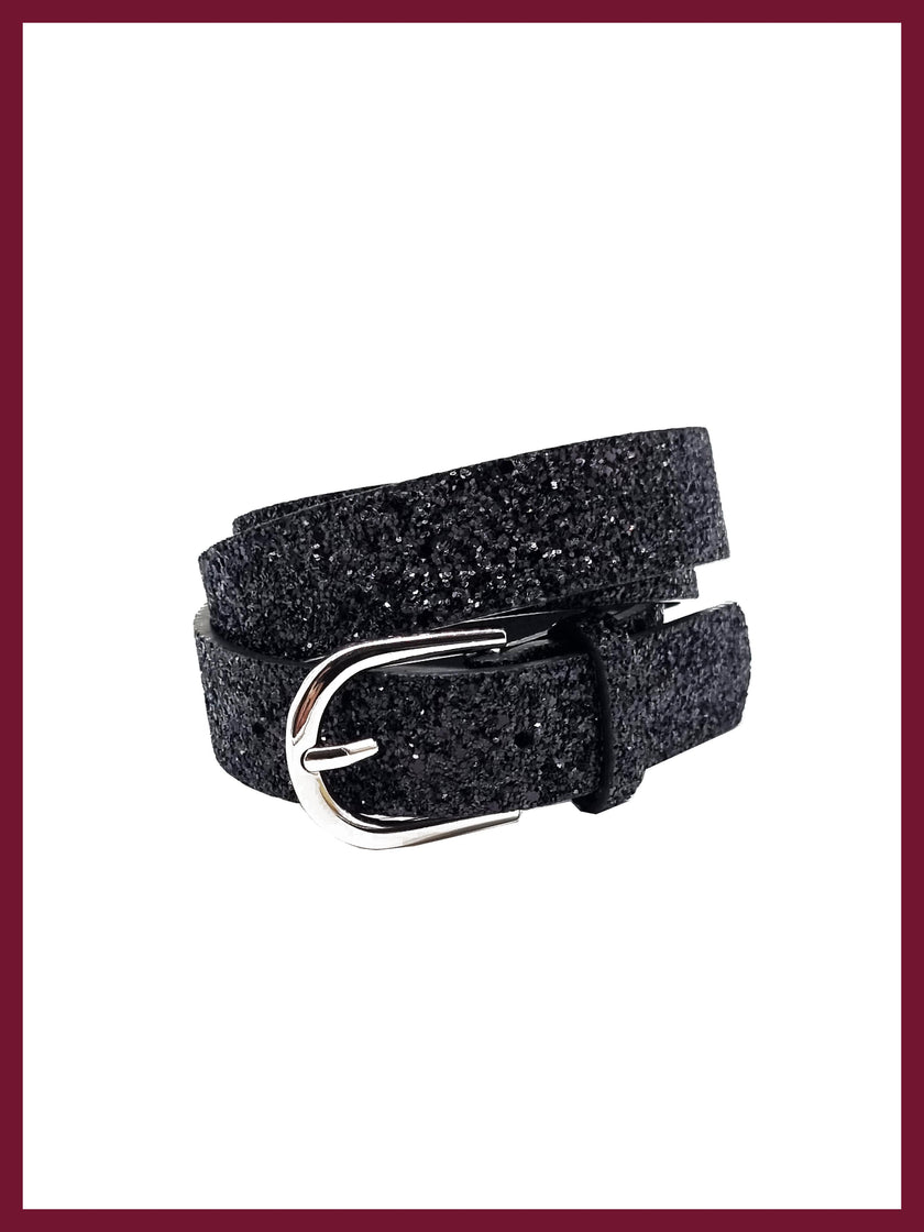 Women's black sparkly belt for party and evening outfits