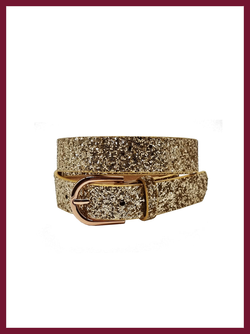 Women's gold sparkly belt for glamorous party outfits
