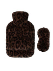Chocolate leopard faux fur hot water bottle cover for cosy nights