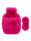 Hot pink faux fur hot water bottle cover for cosy comfort