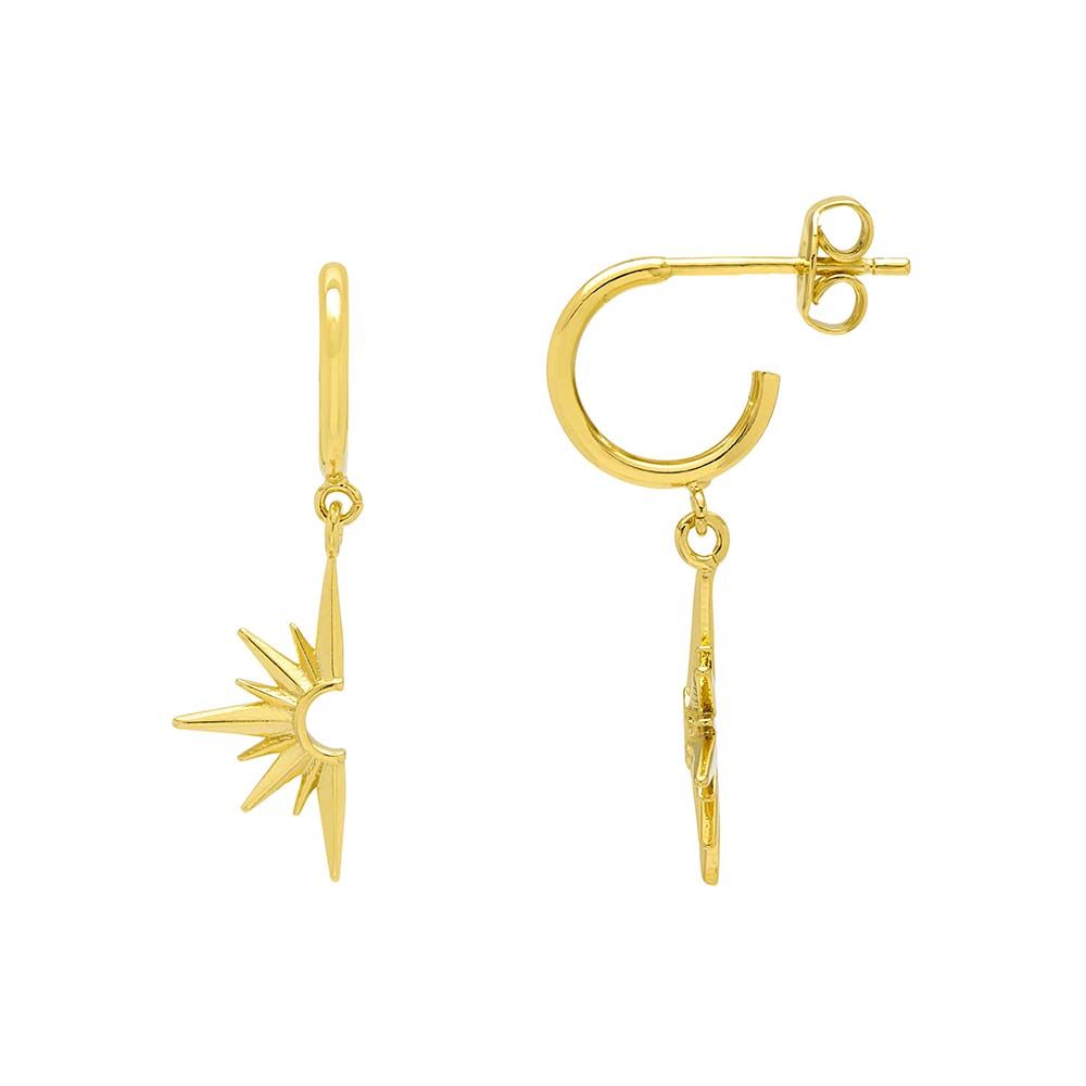 Half Star Drop Hoops - Gold Plated