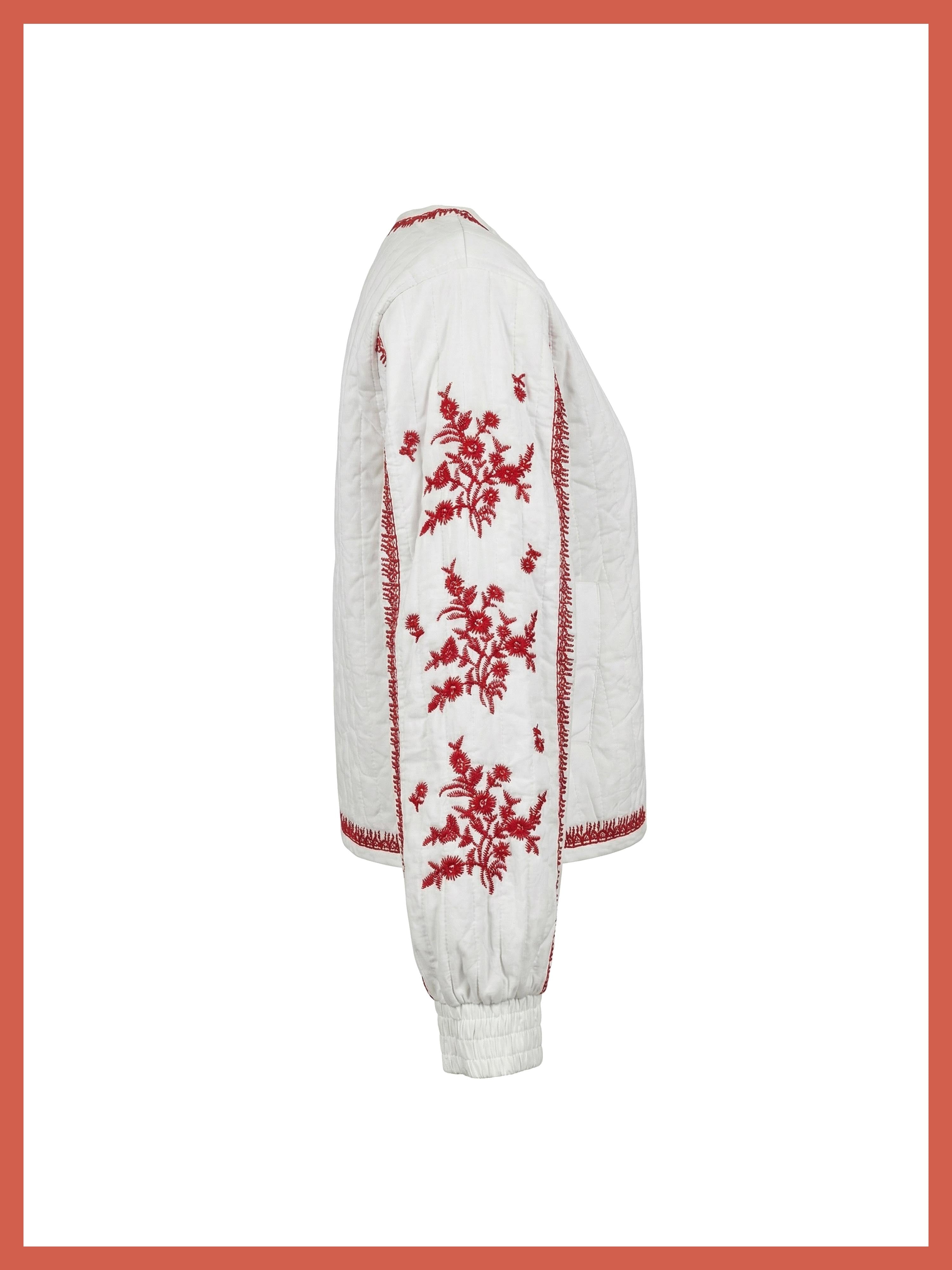 Harlow Padded Embroidered Jacket - White