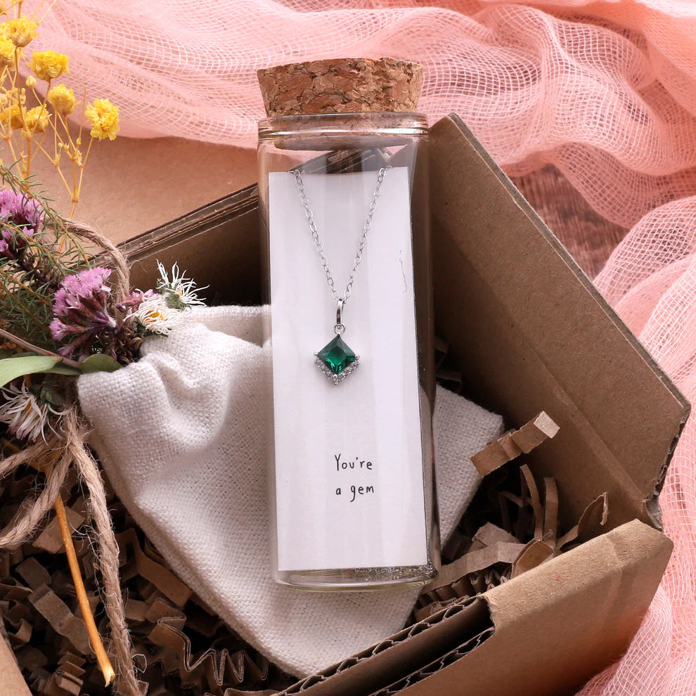 You're A Gem Large crystal Necklace-Silver