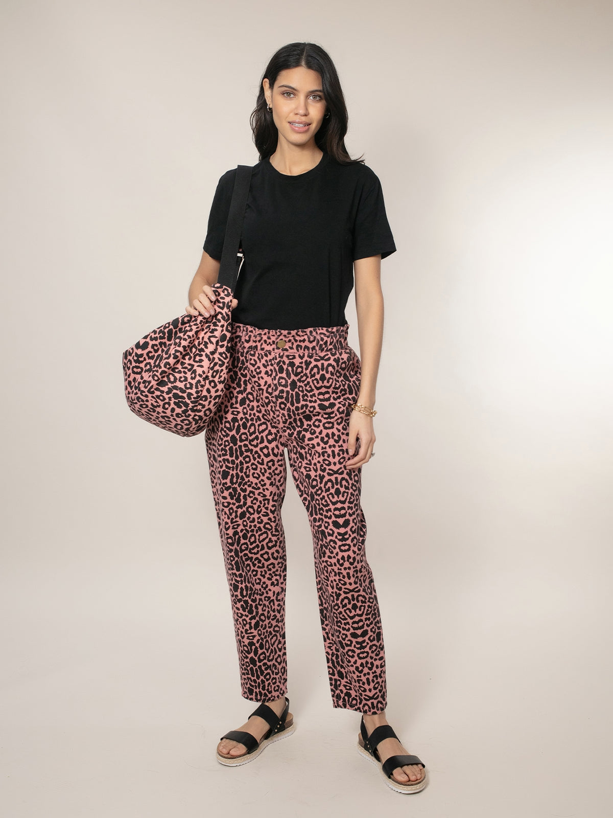 Jessie Oversized Crescent Bag - Pink Leo