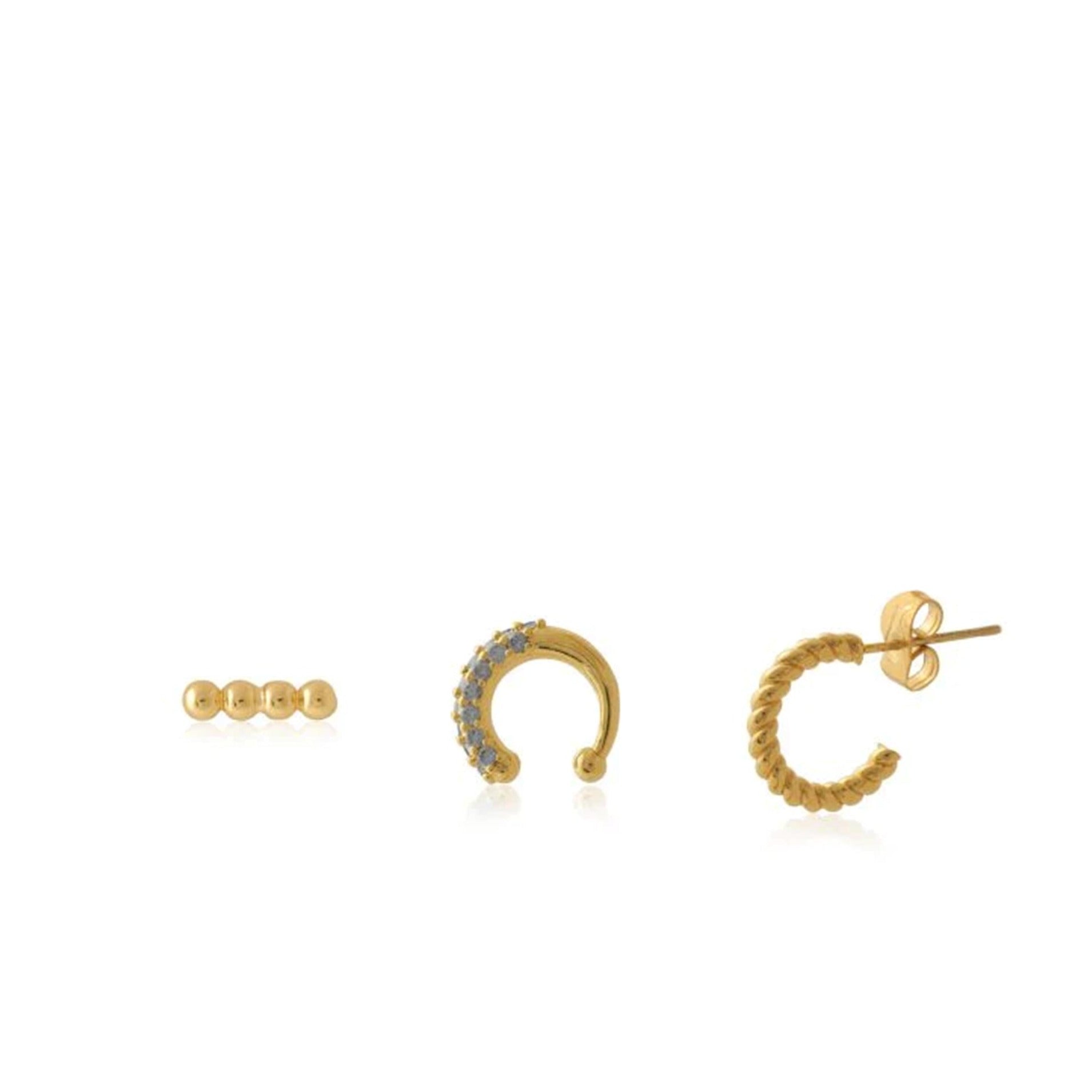 Juliette Piercing Pack Of Stud, Ear Cuff And Huggie - Gold
