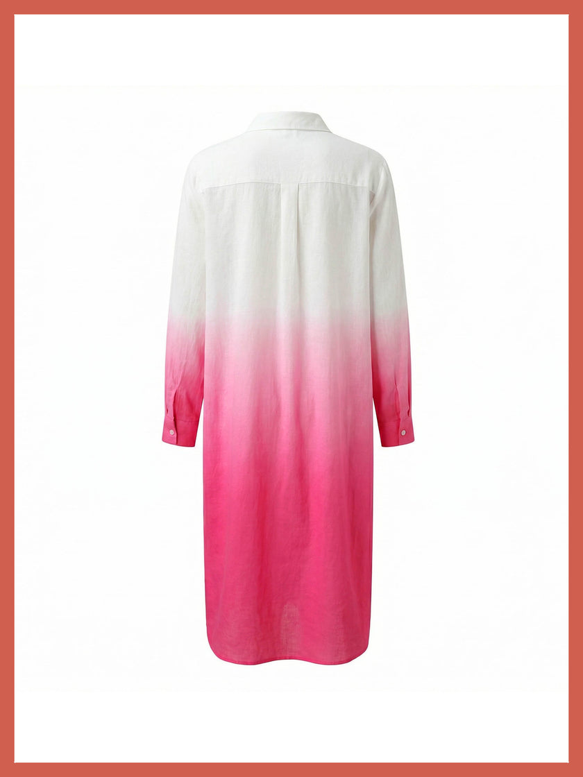 Kendall Cotton Dip Dye Shirt Dress - Pink