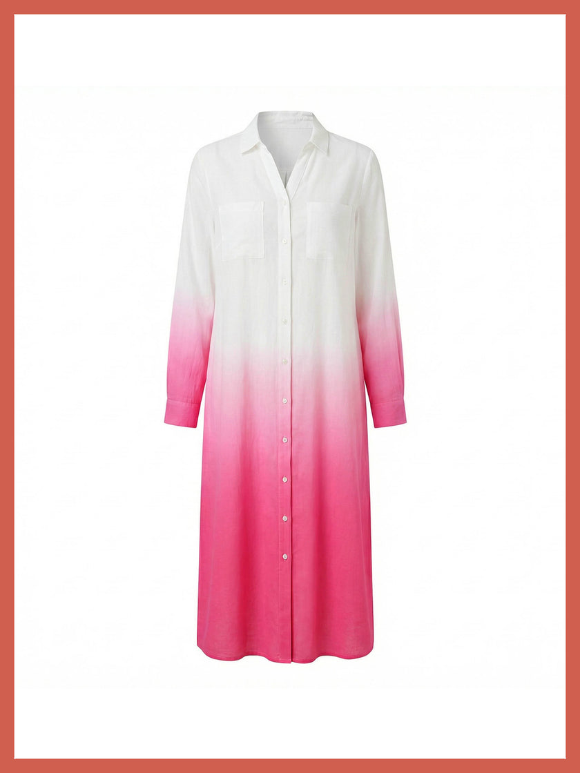 Kendall Cotton Dip Dye Shirt Dress - Pink