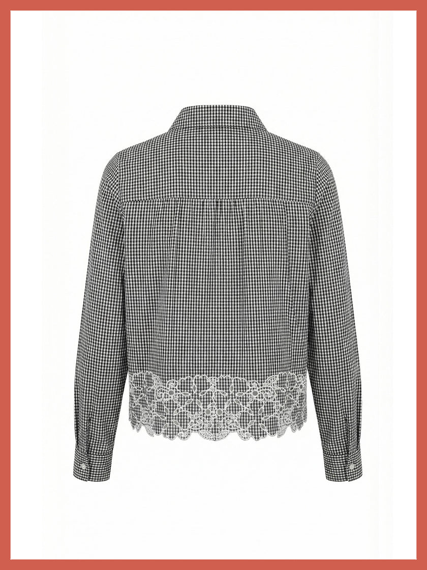 Koren Embroidered Blouse In Black Gingham