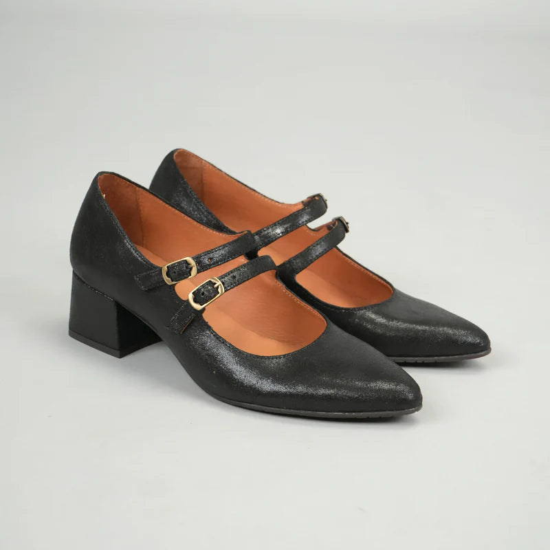 Laura Black Metallic Shoes
