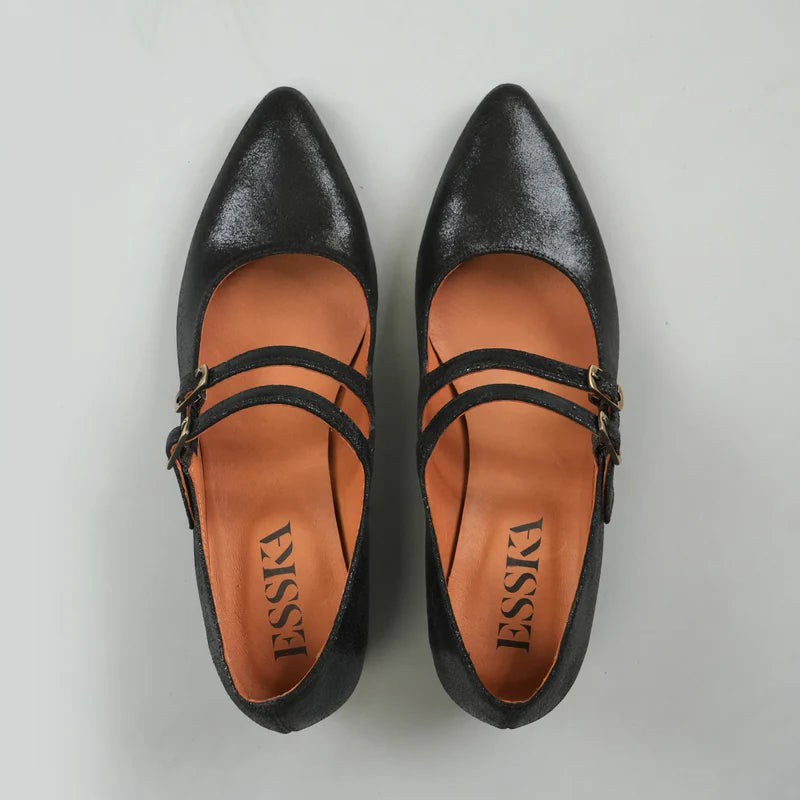 Laura Black Metallic Shoes