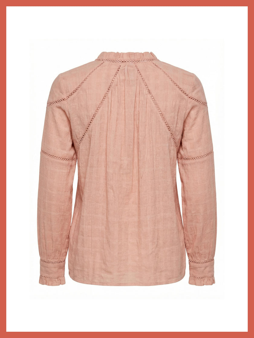 Lavinia Pretty Lace Trim Blouse - Rose