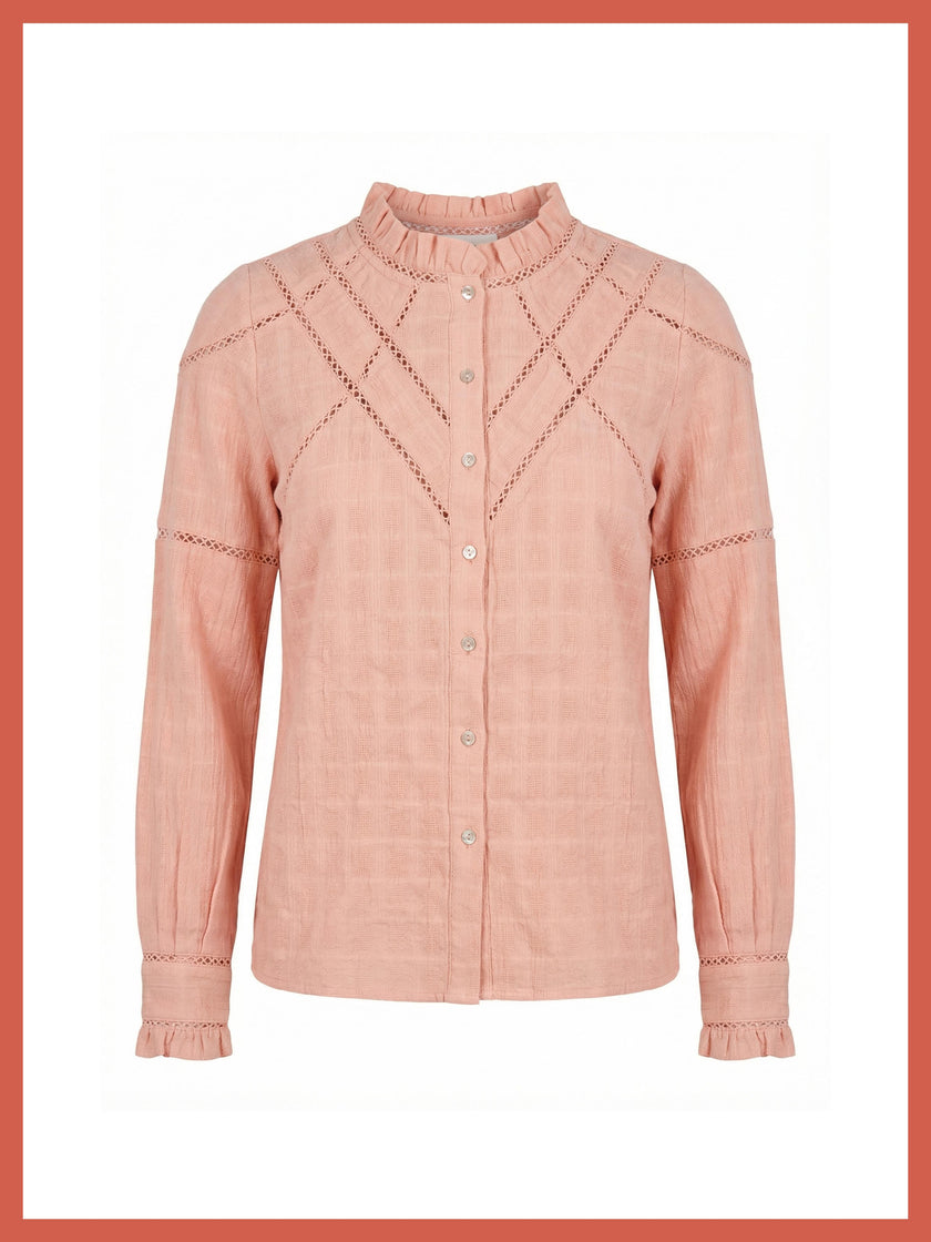 Lavinia Pretty Lace Trim Blouse - Rose