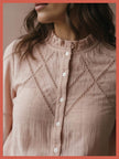 Lavinia Pretty Lace Trim Blouse - Rose