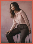 Lavinia Pretty Lace Trim Blouse - Rose