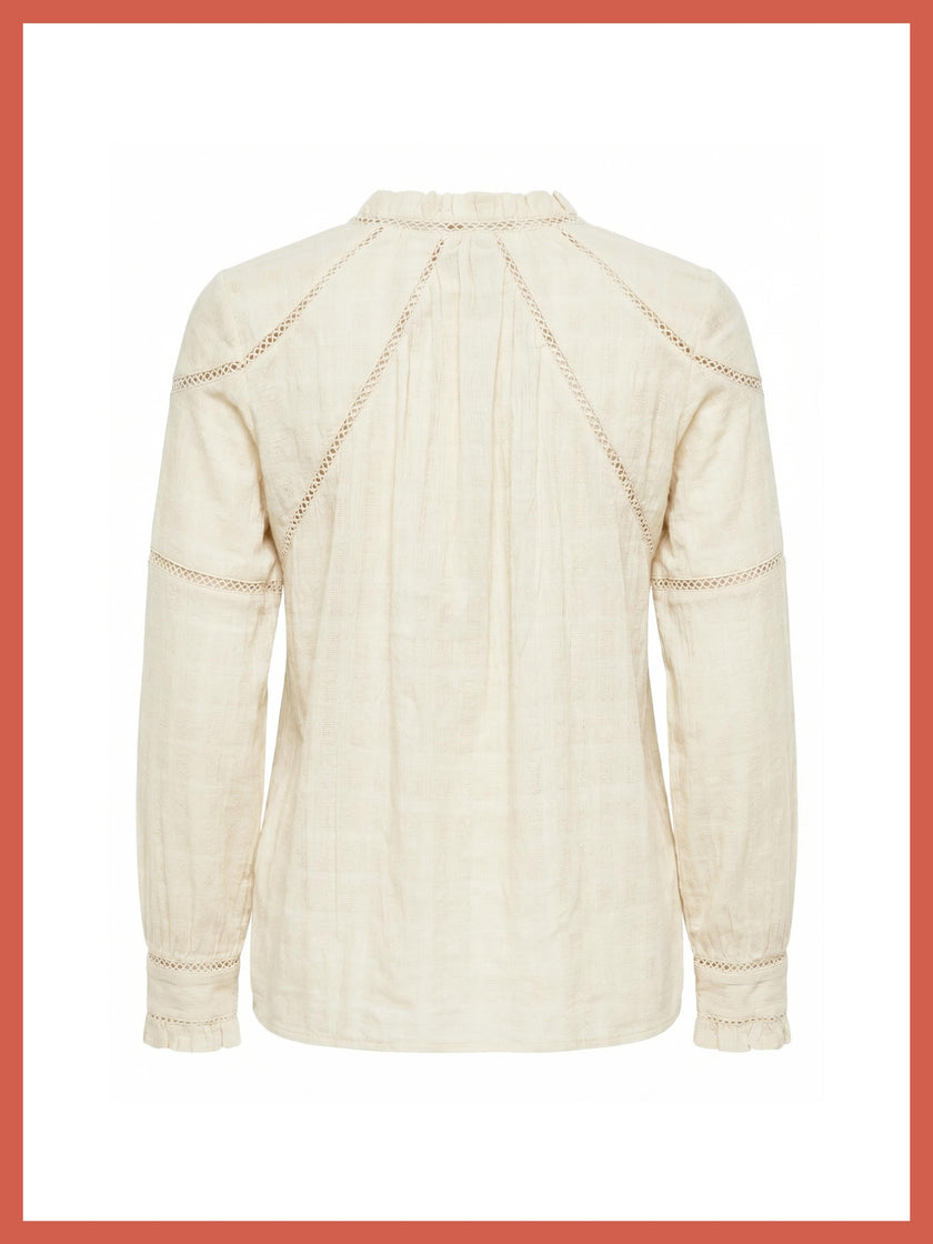 Lavinia Pretty Lace Trim Blouse - Ecru
