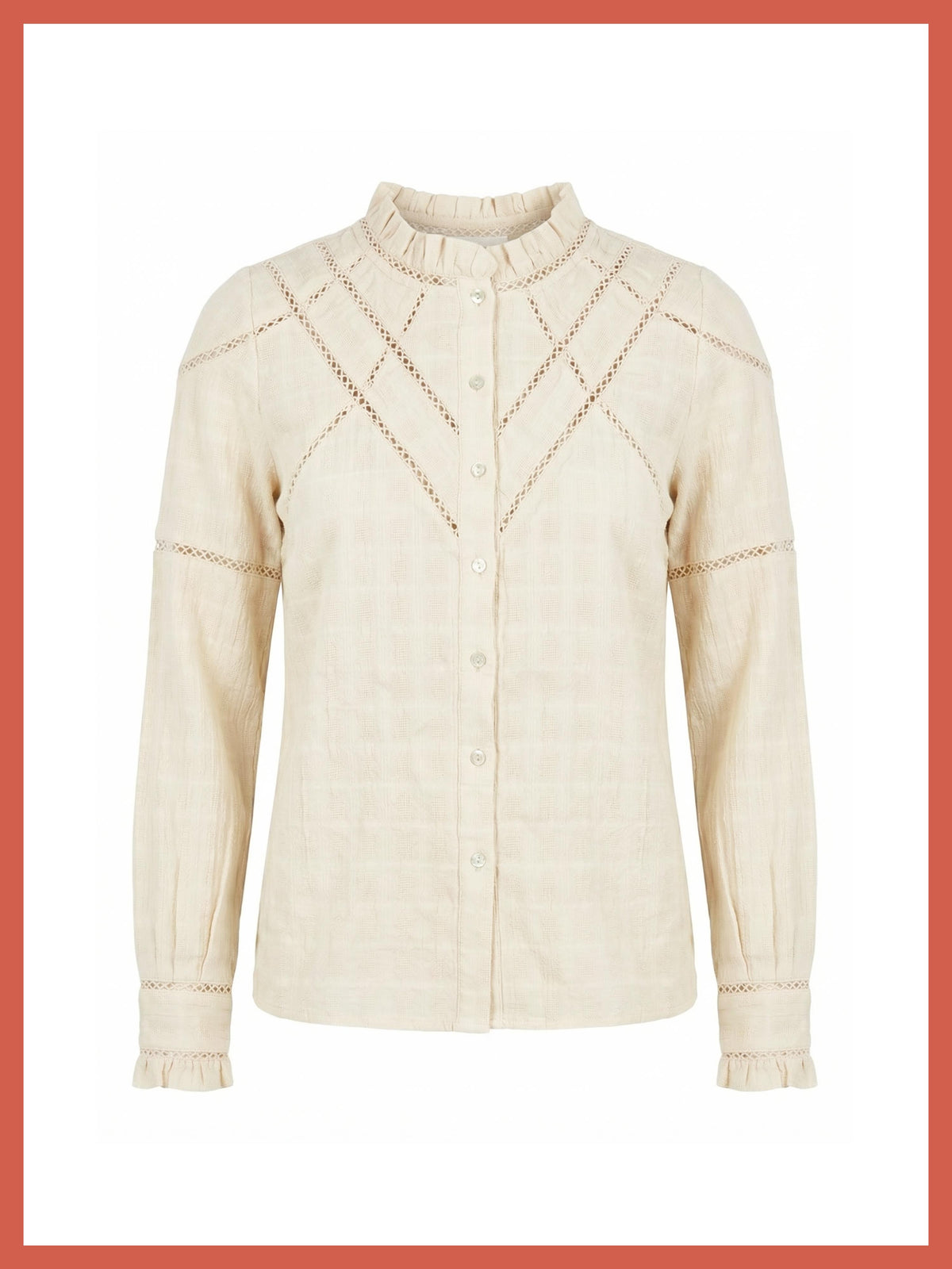 Lavinia Pretty Lace Trim Blouse - Ecru