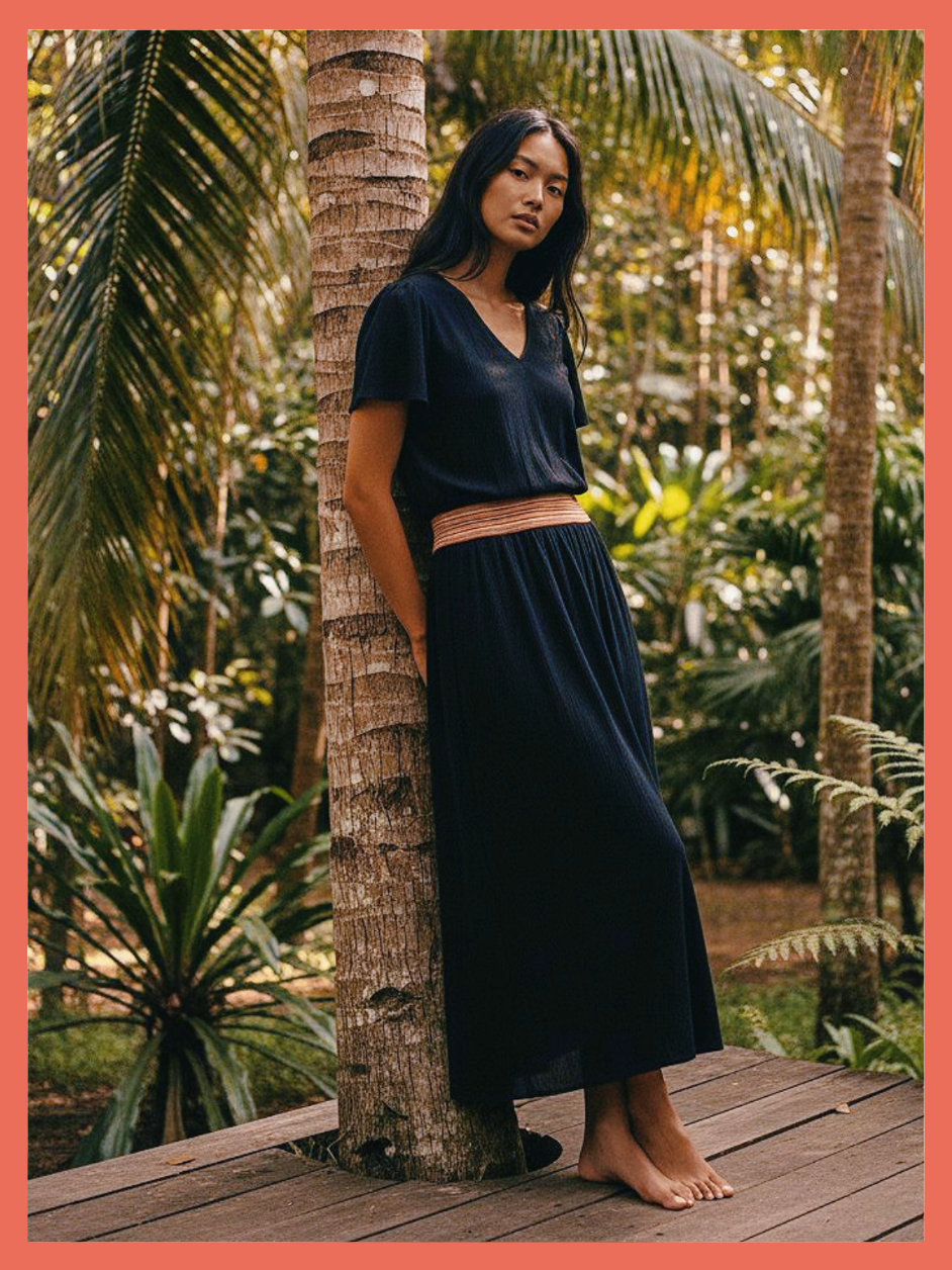 Lulu Black Viscose Sundress | Casual Summer Dress Women