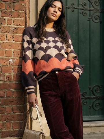 Mabel Womens Knit Jumper in Chocolate Mix | Nooki Design, London UK