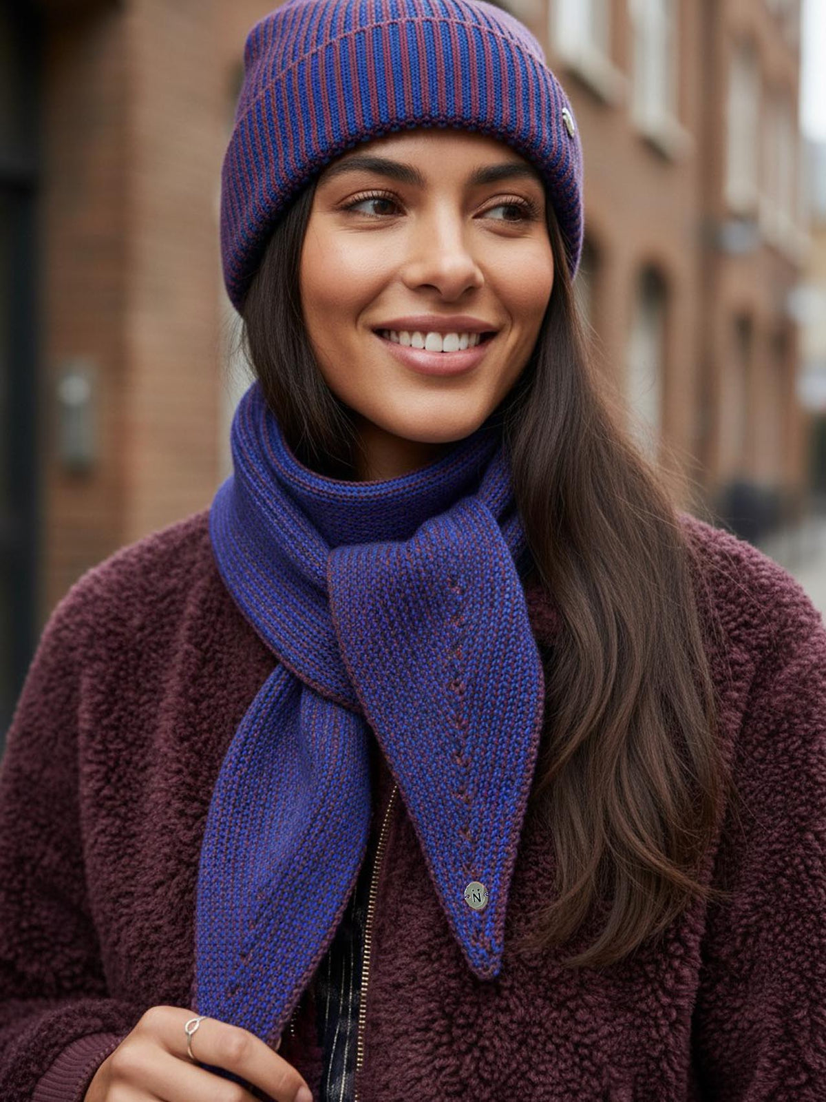 Madria Rib Knit Scarf - Blue Mix