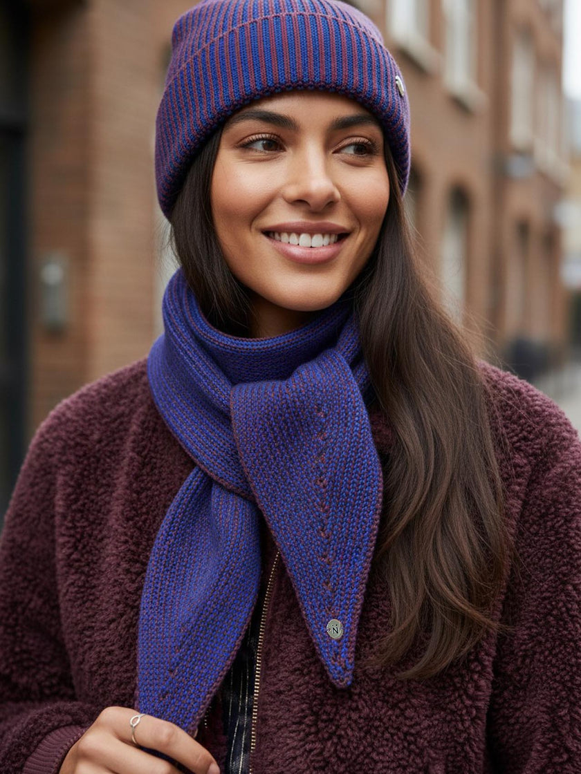 Madria Rib Knit Scarf - Blue Mix