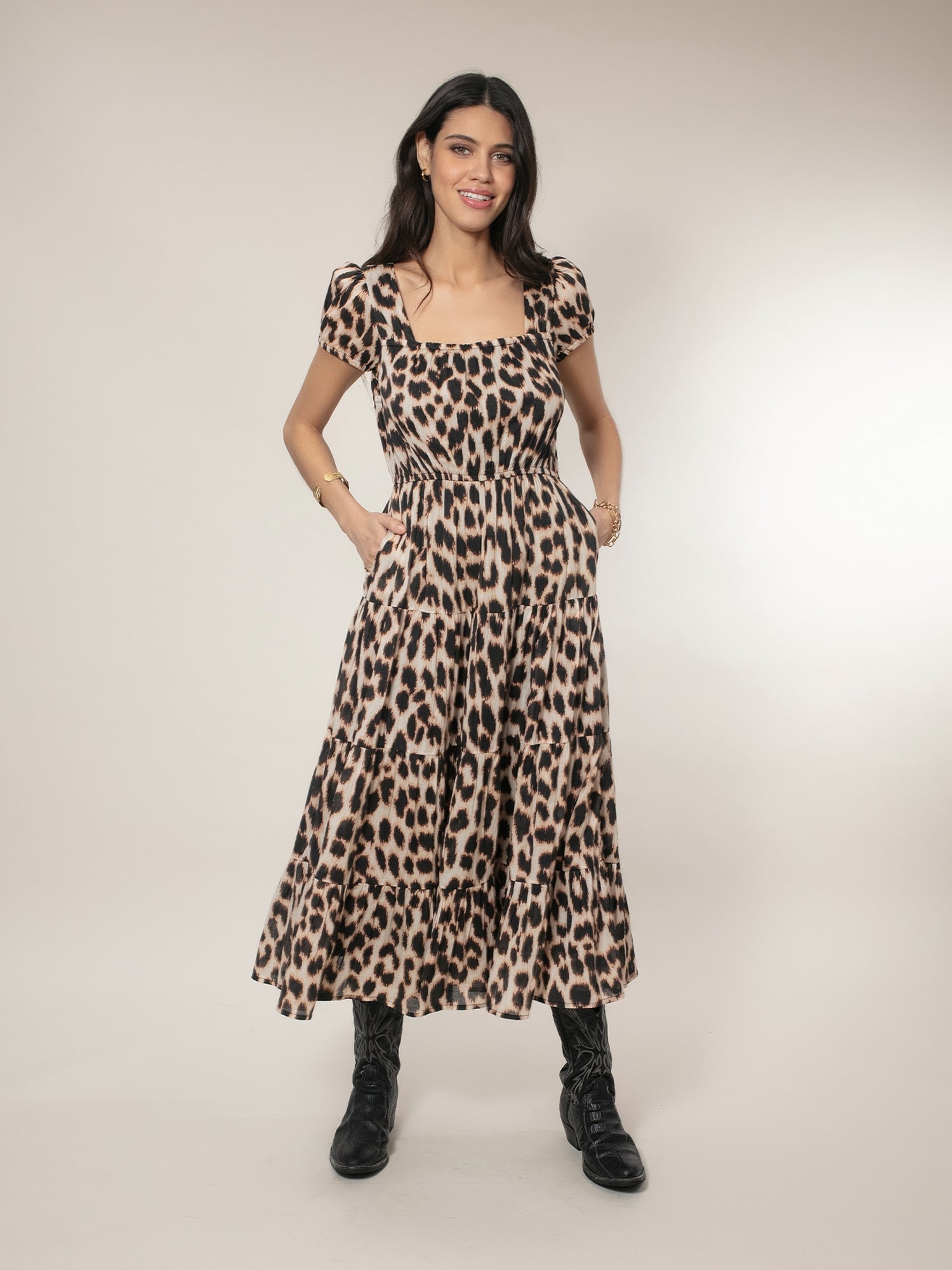 Martha Tiered Dress Leopard