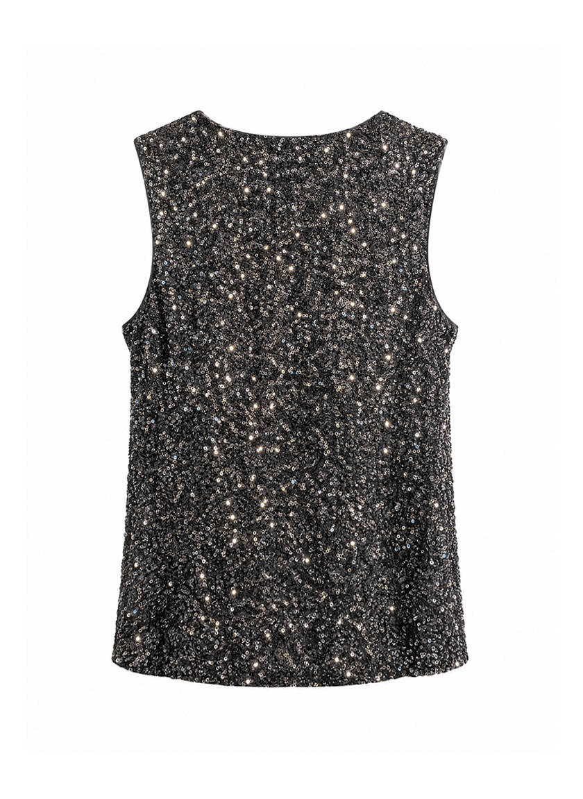 Maxine Sequin Vest-Black