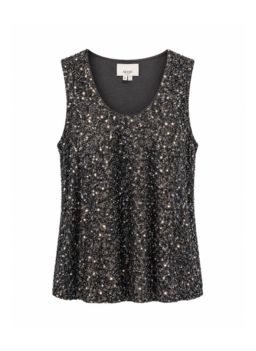 Maxine Sequin Vest-Black
