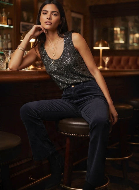Maxine Sequin Vest-Black
