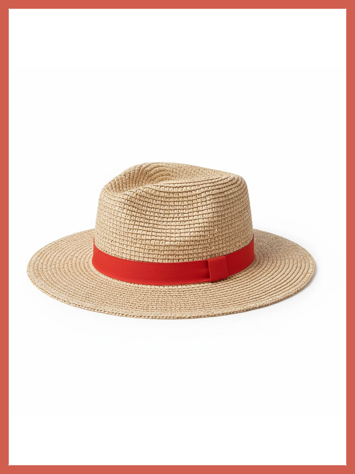 Mackenzie Raffia Fedora Hat - Natural-Coral