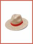 Mackenzie Raffia Fedora Hat - Natural-Coral